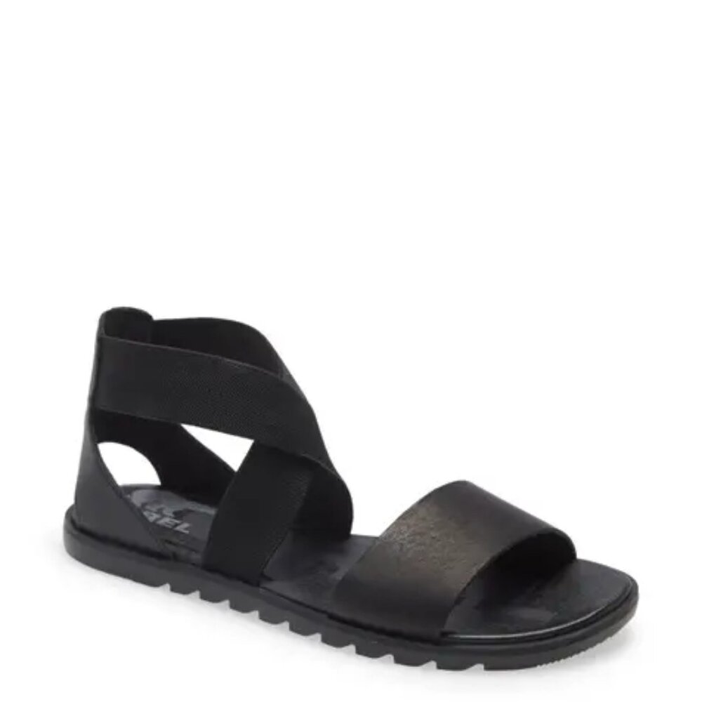 Sorel Women's Black‎ Ella II Leather Classic Slip-On Gladiator Sandal Size 7